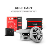 DS18 Golf Cart Package - 2 x 4” Marine Speakers + 1x 2 CH Amplifier + 1 x AMPKIT8 + 1 x ENSBTRC-SQ, BLACK or WHITE.