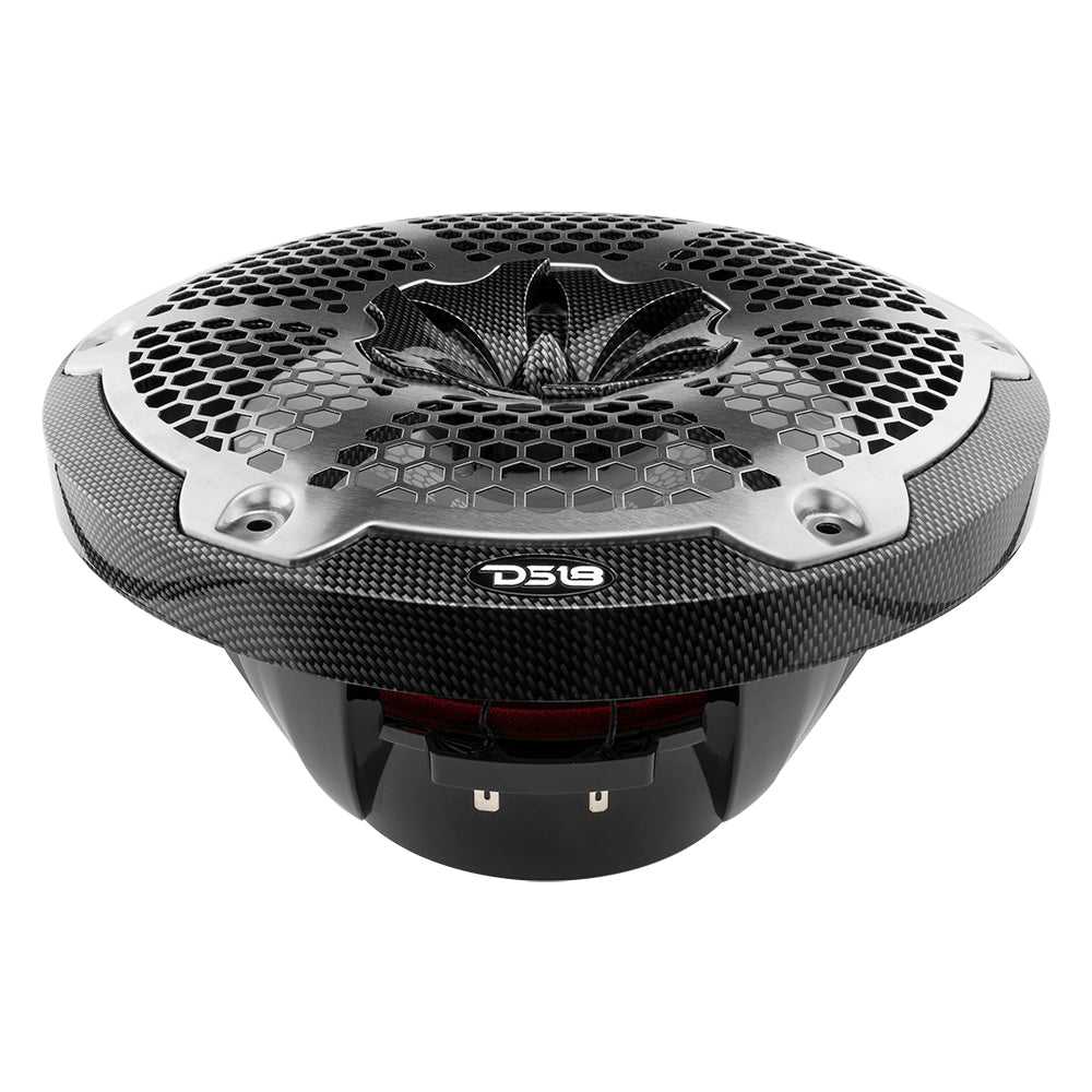 NXL 10" 2-Way Coaxial Marine Speaker With LED RGB Lights 200 Watts Rms 4-Ohm -Black Carbon Fiber