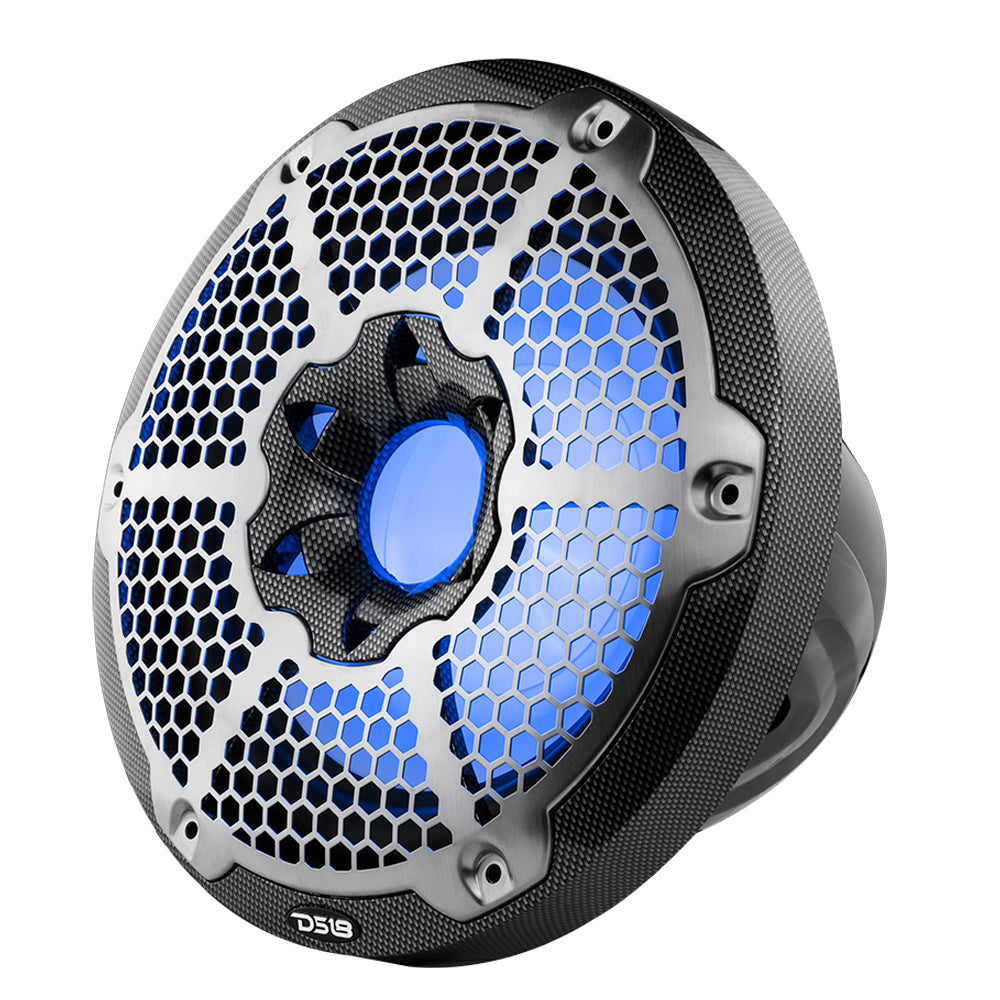 NXL 10" Marine Subwoofer With LED RGB Lights 300 Watts Rms SVC 4-Ohm -Black Carbon Fiber