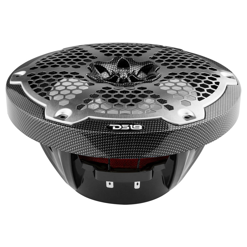 NXL 8" 2-Way Coaxial Marine Speaker With LED RGB Lights 125 Watts Rms 4-Ohm -Black Carbon Fiber