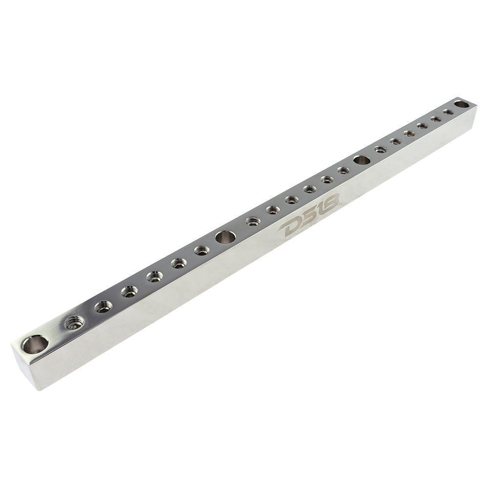 DS18 Chrome Plated Distribution Bar Block 3x 1/0-GA and 15 x 2/0-GA Direct Bolt Down Type 19" Long