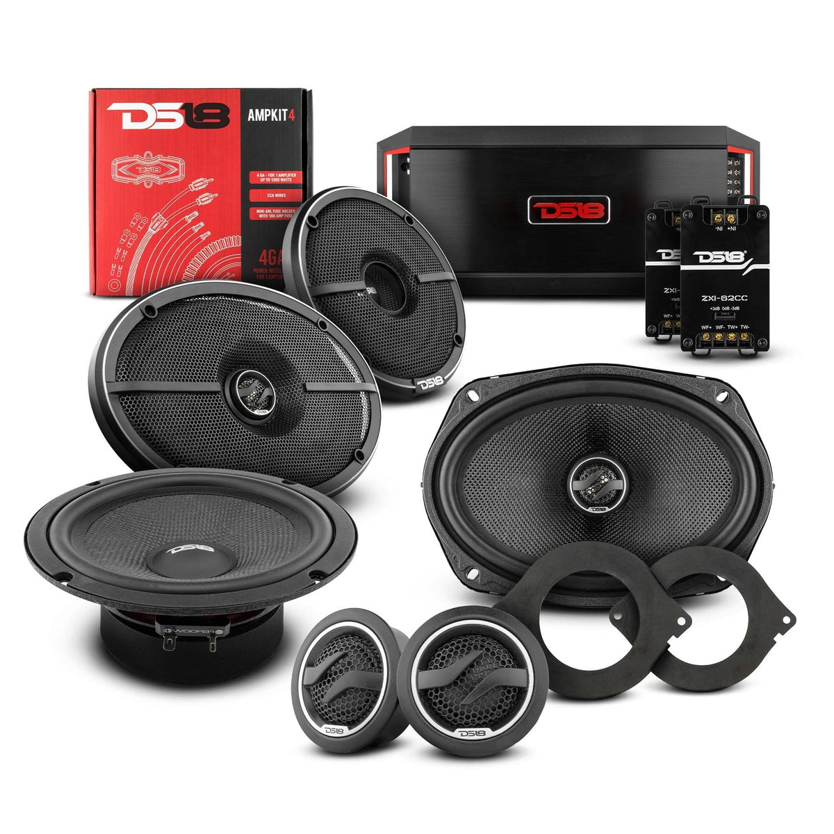 DS18 2012-2021 RAM 3500 Front and Back Doors Speakers Better Upgrade/Replacement Package 1600 Watts
