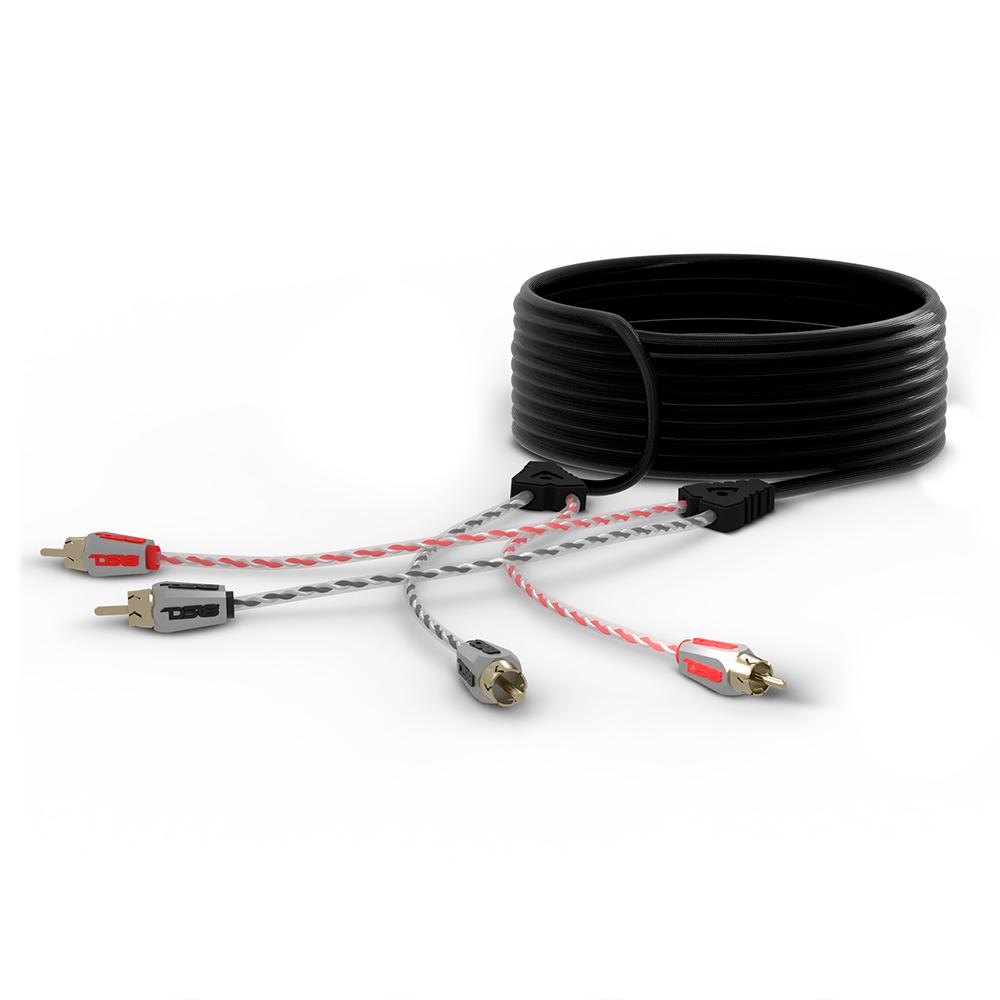 DS18 HQRCA-20FT Dual Twist RCA Cable - 20 Ft Long. These cables carry your music signal to your amplifiers.