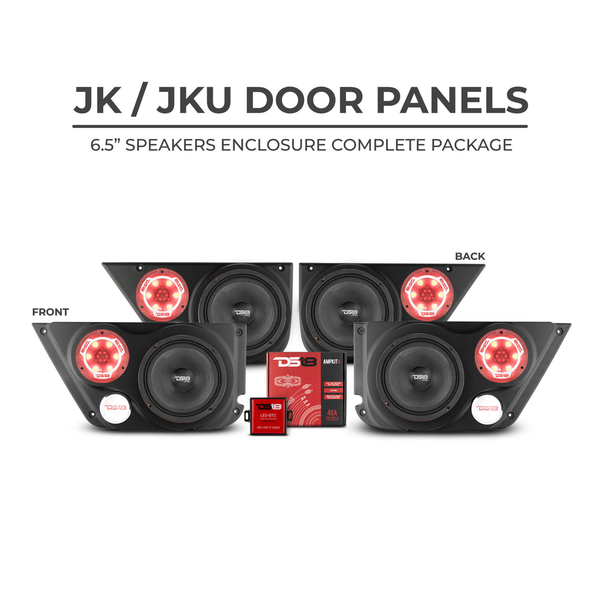 DS18 JK/JKU Front & Back Door Panels Combo jeep wrangler sound bar