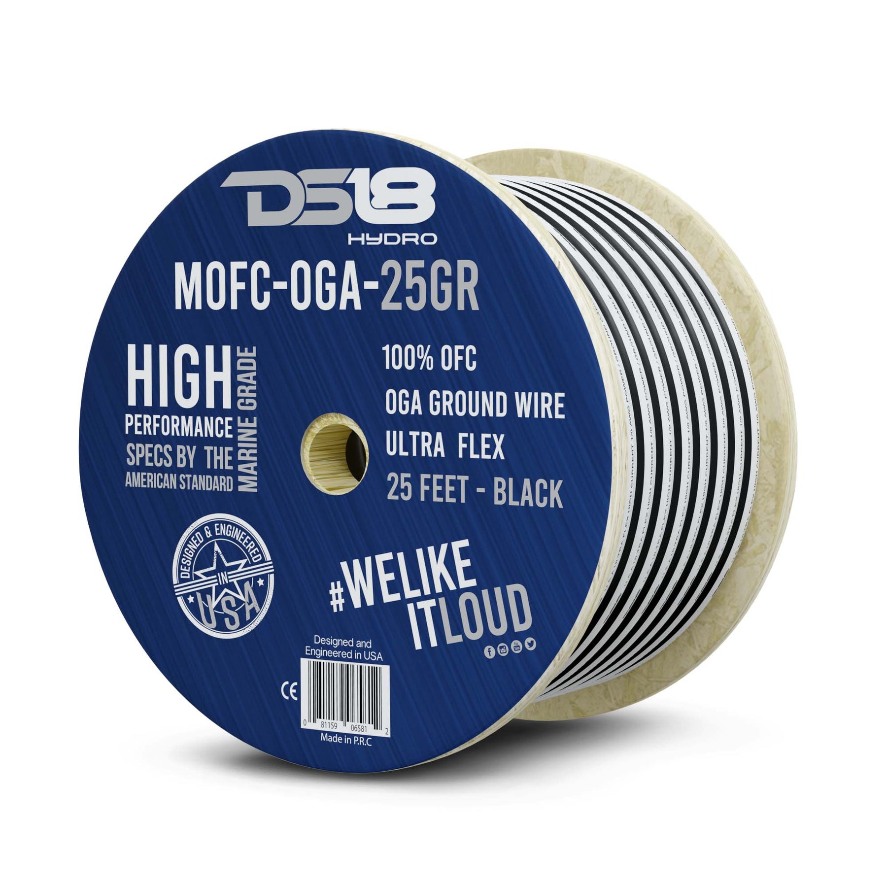 DS18 HYDRO Marine Tinned Grade OFC Ground Audio Wire 0-GA 25 Feet marine grade sound wire.