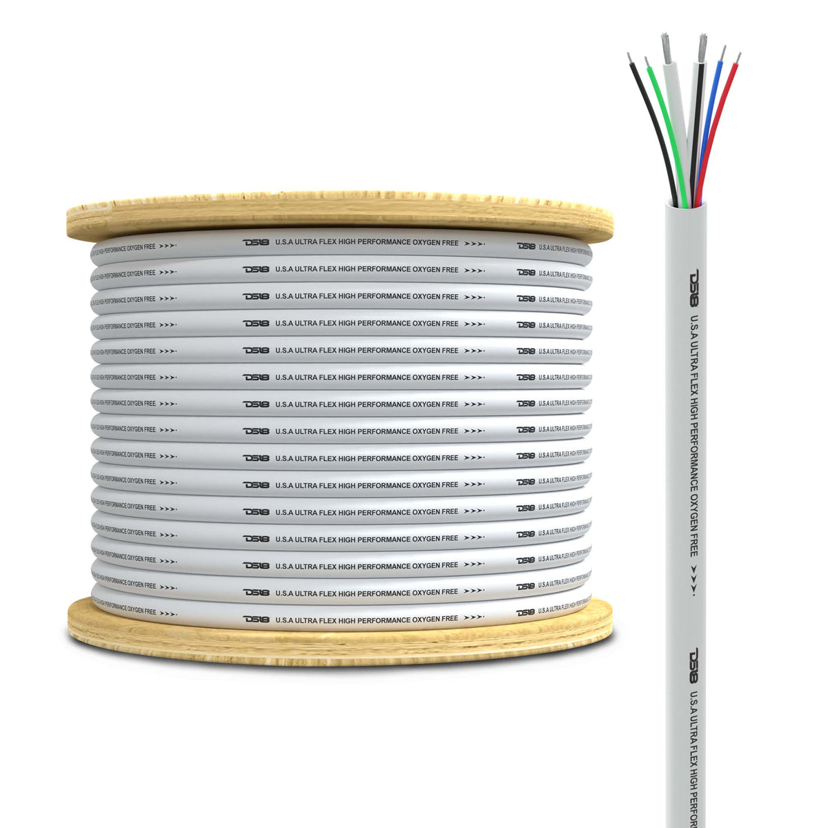 DS18 HYDRO MRGB-18GA-100FT Marine Tinned 100% Copper 18-Gauge RGB LED Wire – 100 Ft