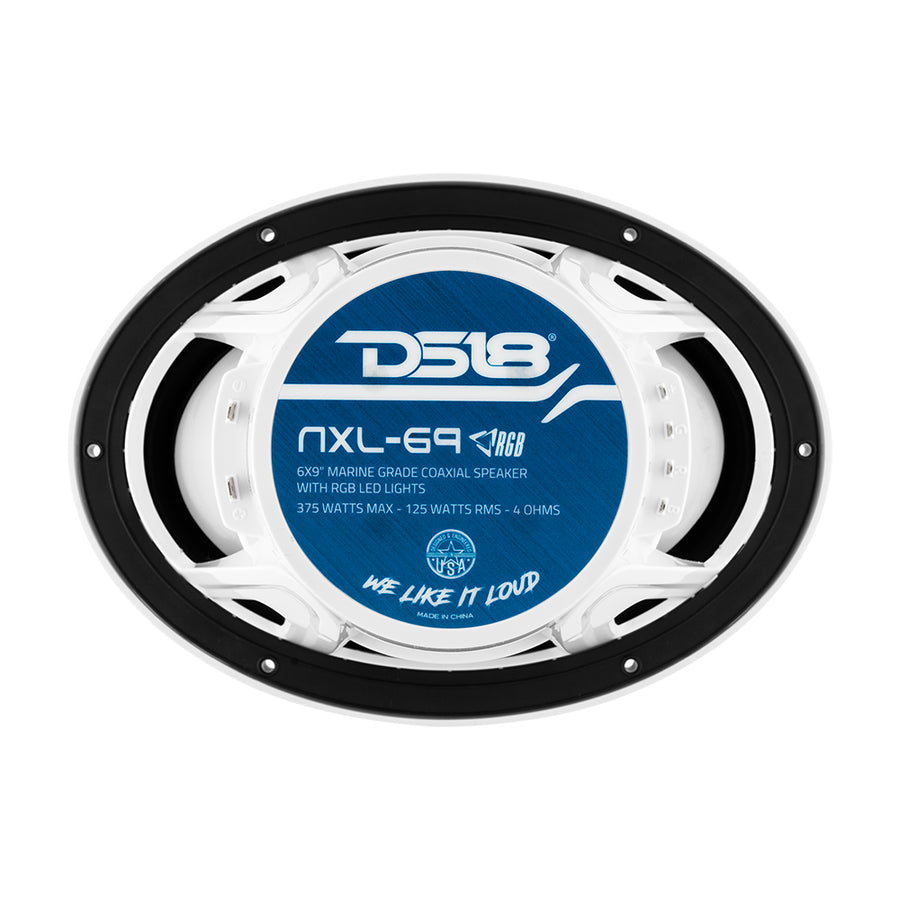 DS18 NXL69/WH HYDRO 6X9" 2Way Marine Speakers with Integrated RGB LED