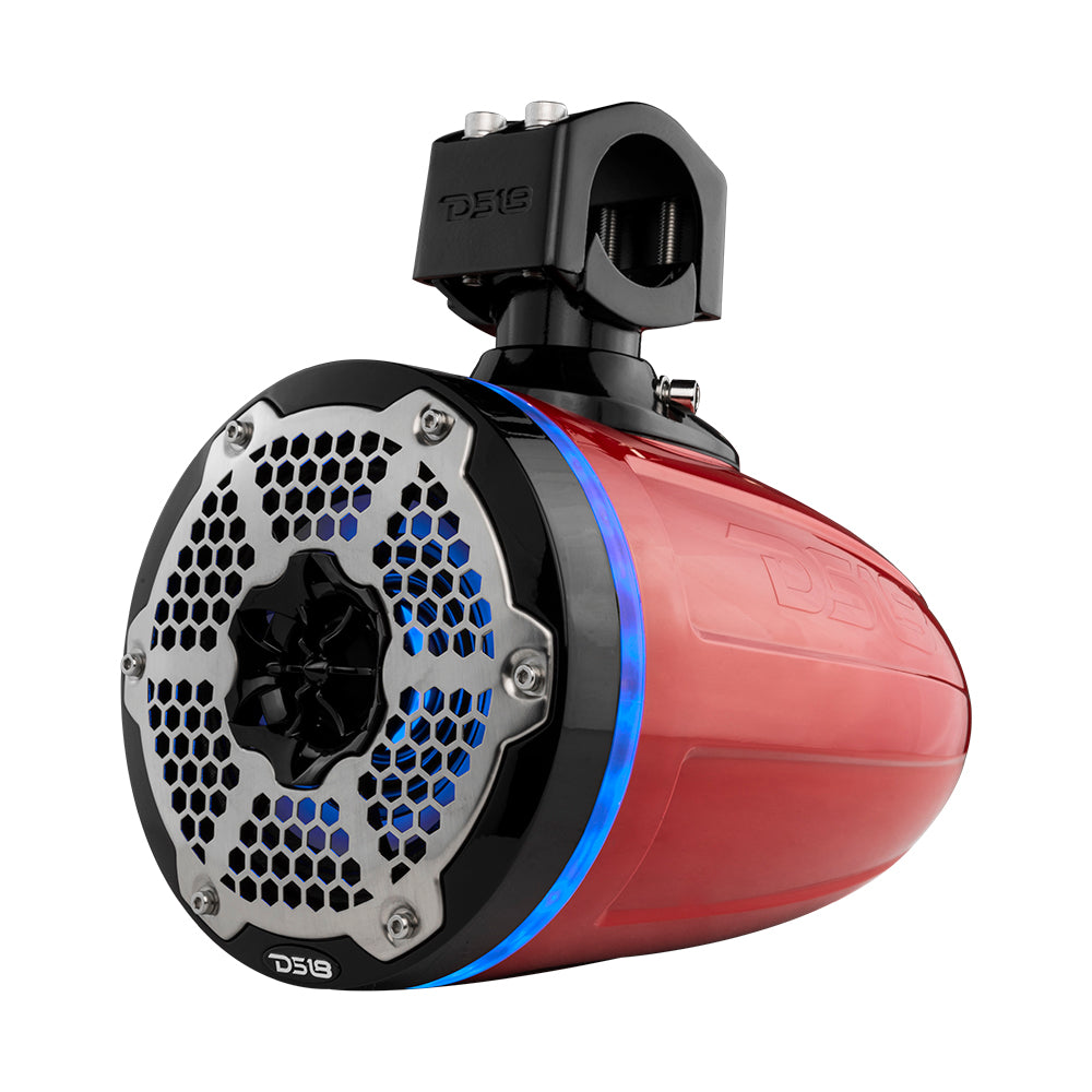 NXL 6.5" Neodymium Marine and Powersports Towers with Built-in Passive Radiator, 1" Driver and LED RGB Lights 150 Watts Rms -Red