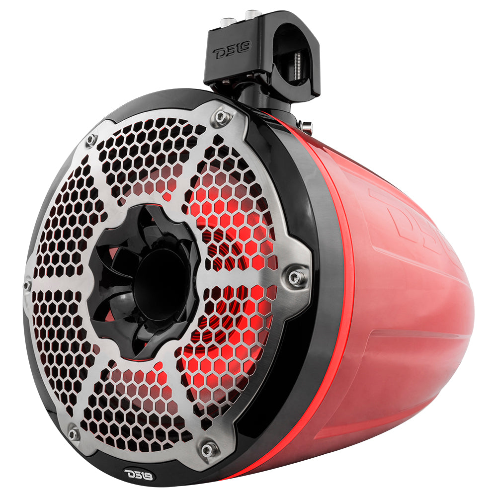 NXL 10" Neodymium Marine and Powersports Towers with Built-in Passive Radiator, 1" Driver and LED RGB Lights 300 Watts Rms -Red