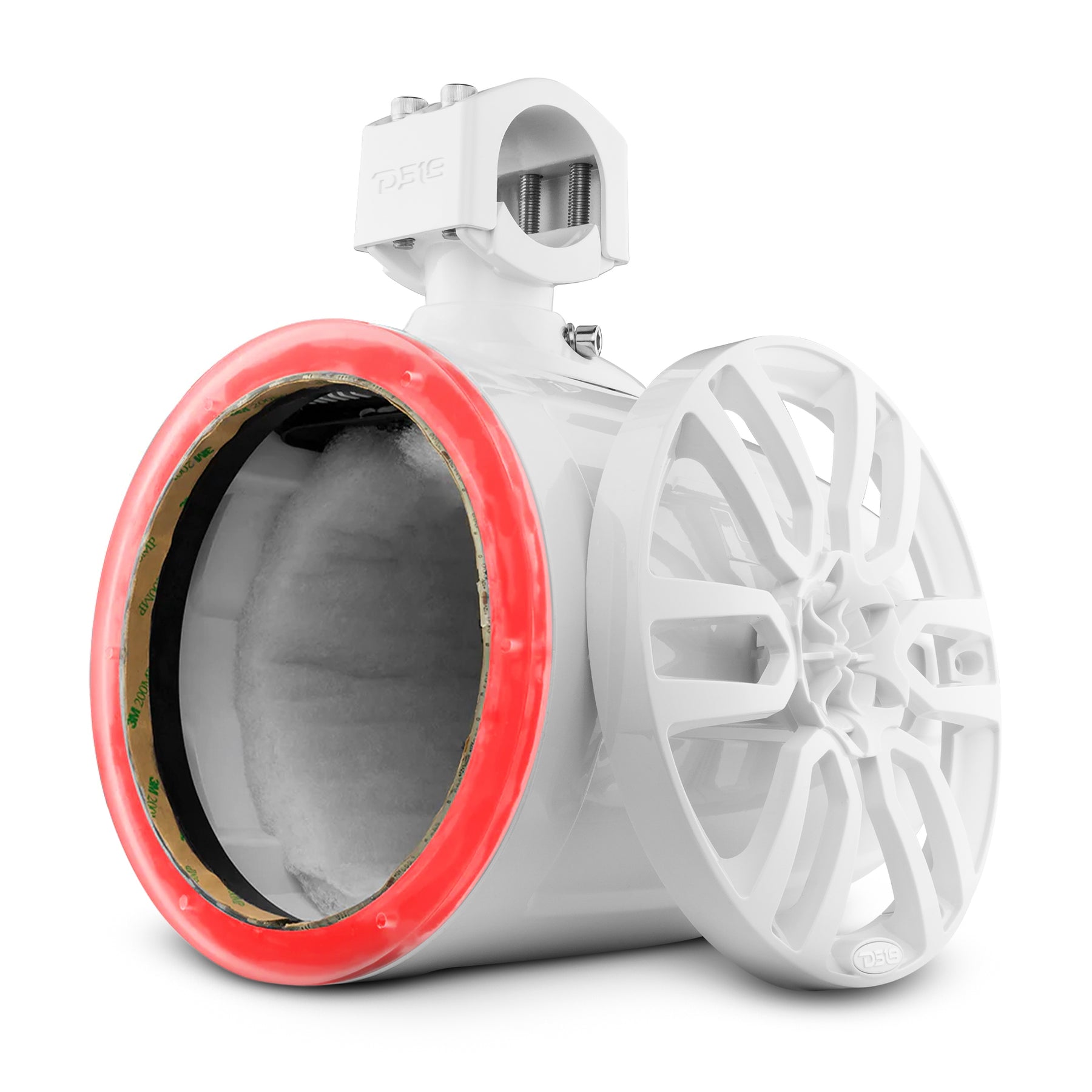 DS18 8 Neodymium Marine Towers with Built-In Passive Radiator, 1 Driver and RGB LED Light 550 Watts (Pair) - White - Sky High Car Audio DS18 8 Neodymium Marine Towers with Built-In Passive Radiator, 1 Driver and RGB LED Light 550 Watts (Pair) - White - Sky High Car Audio
