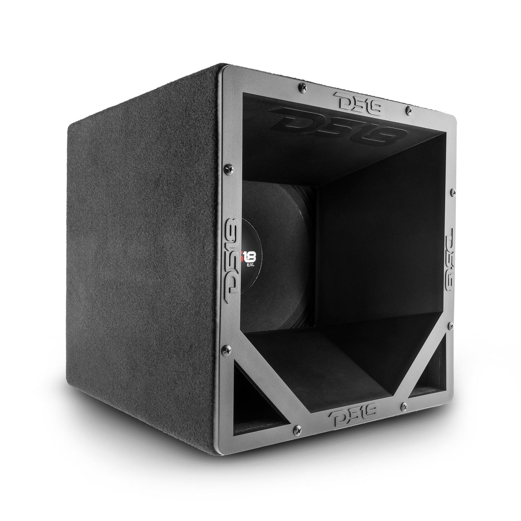 DS18 PRO CUBE 10" Stackable 12x12x12 Box with Diffuser and PRO-EXL108 Included car audio stereo speakers