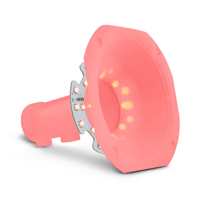 Bocina DS18 PRO-HA110CL de rosca, 1", 110°, 6.14", de plástico transparente con luces LED RGB