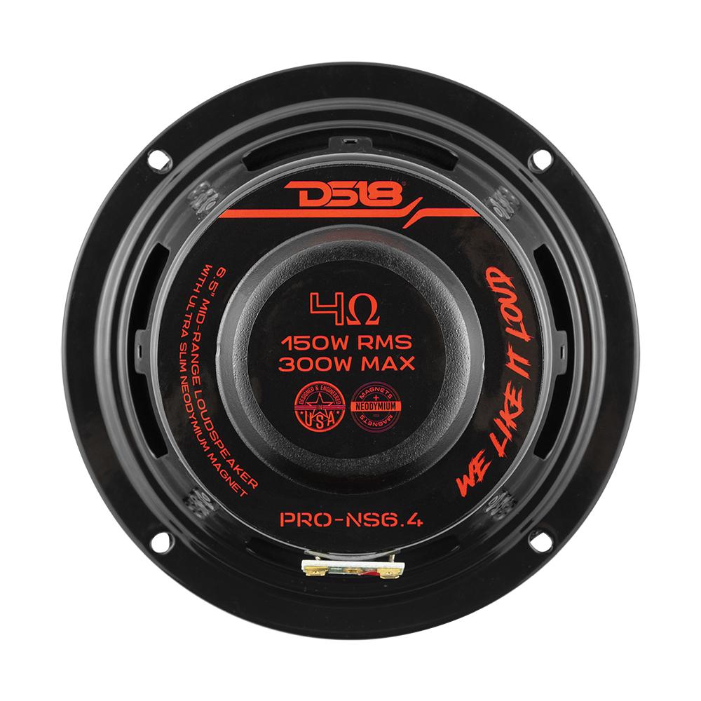 PRO 6.5" Shallow Neodymium Mid-Range Loudspeaker with Bullet 400 Watts 4-Ohms car audio stereo speakers 
