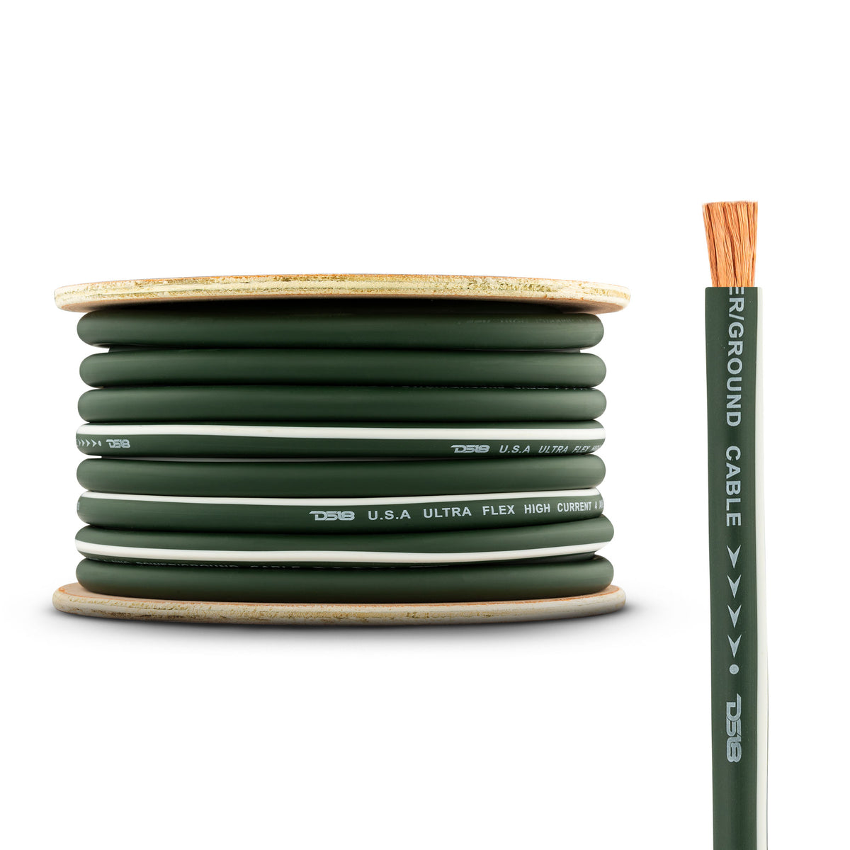 4-GA 100% OFC Ground, Power Cable, 50 Feet -Camo Green