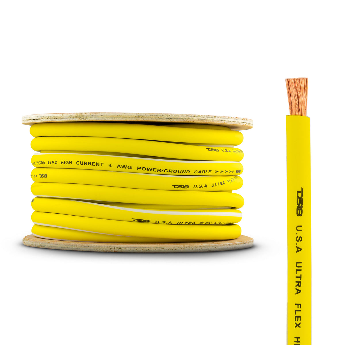 4-GA 100% OFC Ground, Power Cable, 50 Feet -Yellow