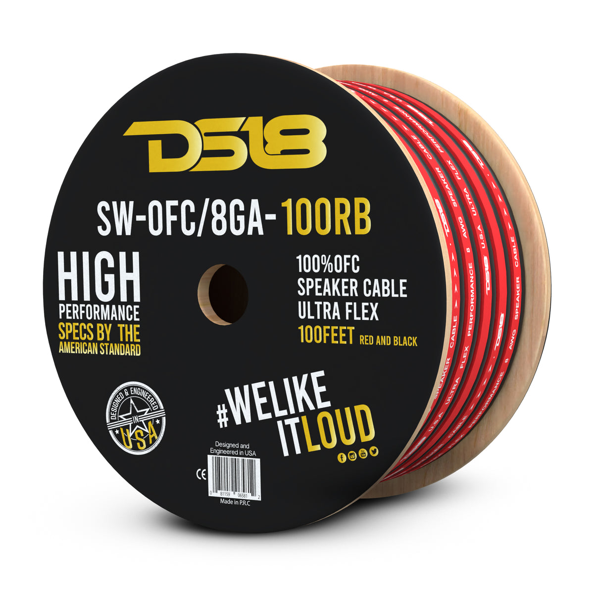 8-GA OFC 100% Copper Speaker Wire 100 Feet